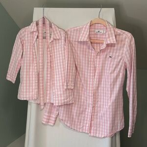 Vineyard Vines Mommy & Me Button down pink gingham pattern size 4 & 2T